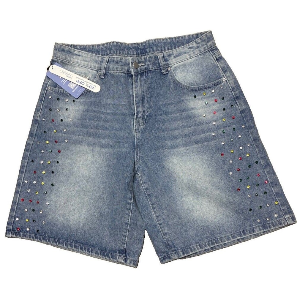 ROMWE NWT Women’s Rhinestone Jean Shorts Size 34